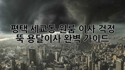 평택 세교동 원룸 이사? 걱정 뚝! 용달이사 완벽 가이드